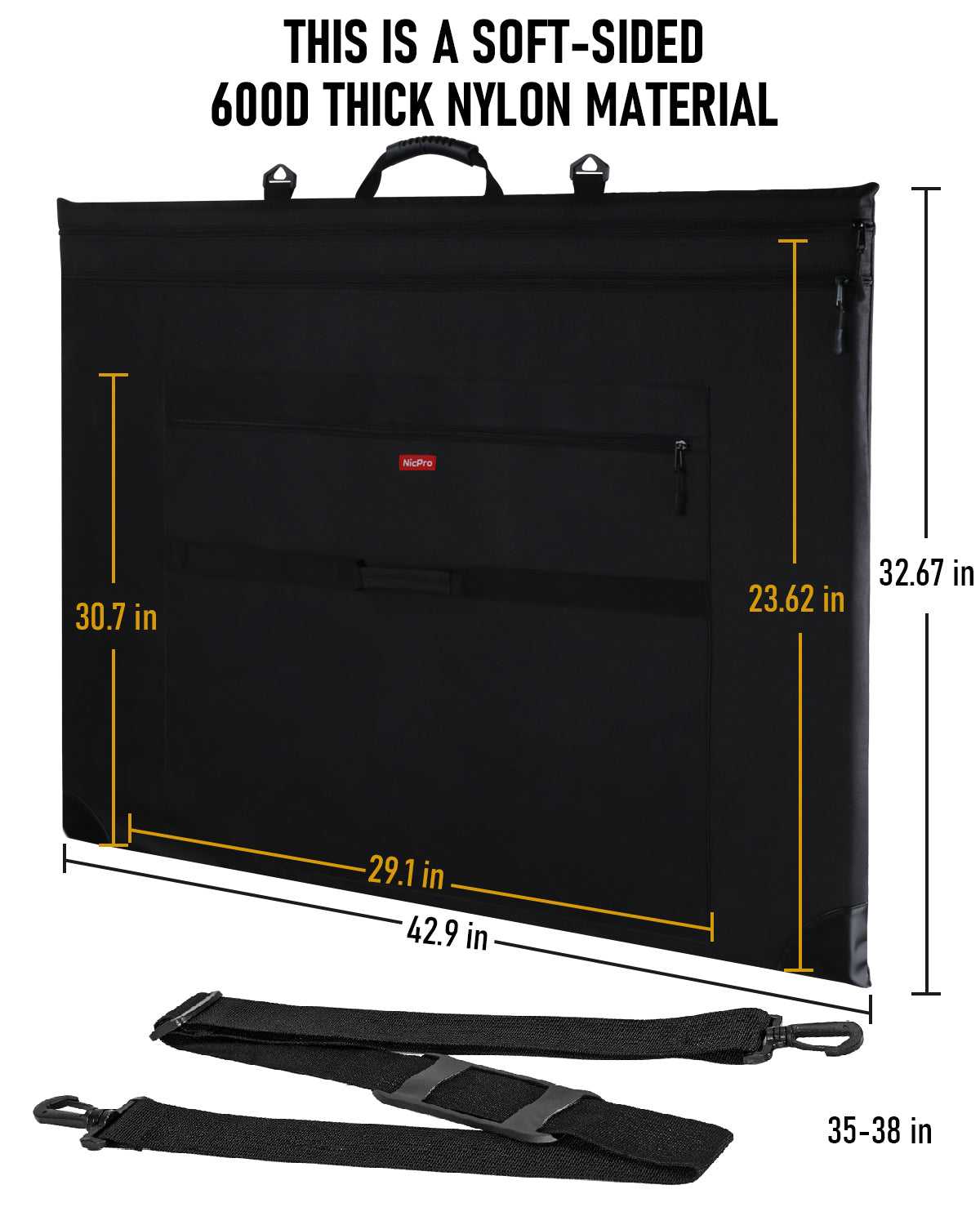 Nicpro Light Weight Art Portfolio Bag, 32 x 42 Black Art Canvas Portfo